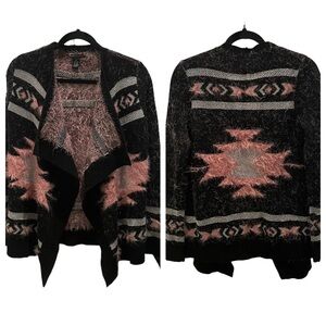 BCBG MaxAzria Waterfall Open Front Oversized Cardigan Sweater Southwestern Sz S